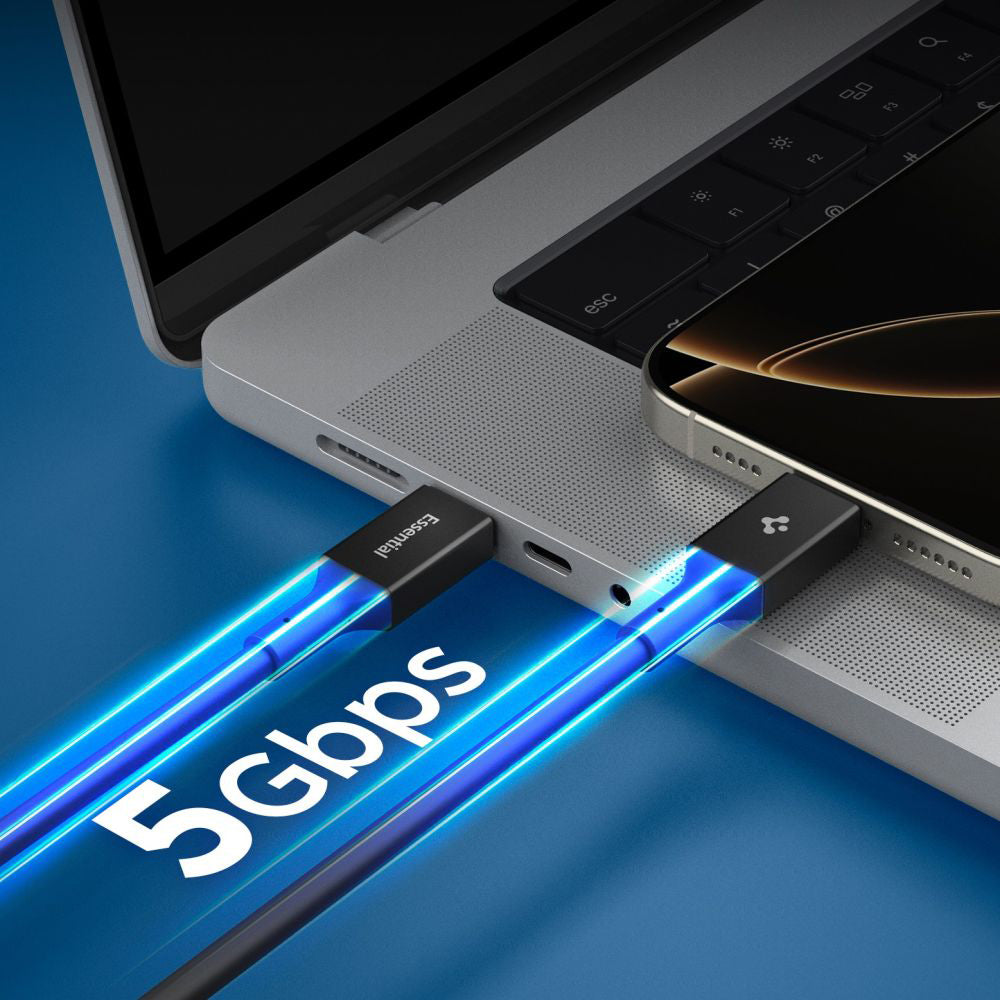 Spigen - Data Cable Essential EB10020CC (ACA09460) - Fast Charging, Type-C to Type-C, 100W, 5Gbps, E-Marker Chip, 2m - B