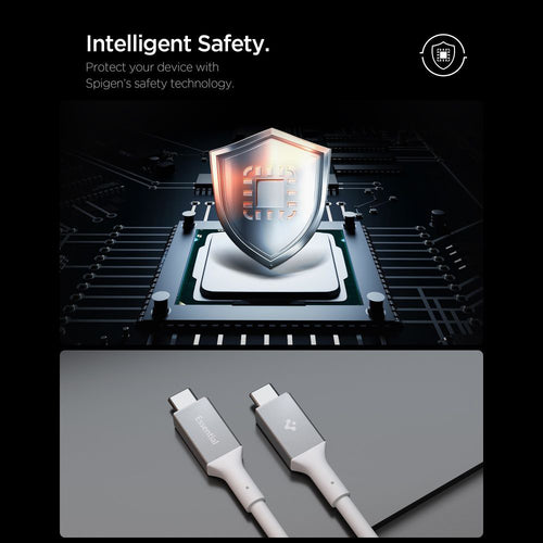 Spigen - Data Cable Essential EB24012CC (ACA08776) - Fast Charging, Type-C, 240W, 40Gbps, E-Marker Chip, 8K, 1.2m - Whit