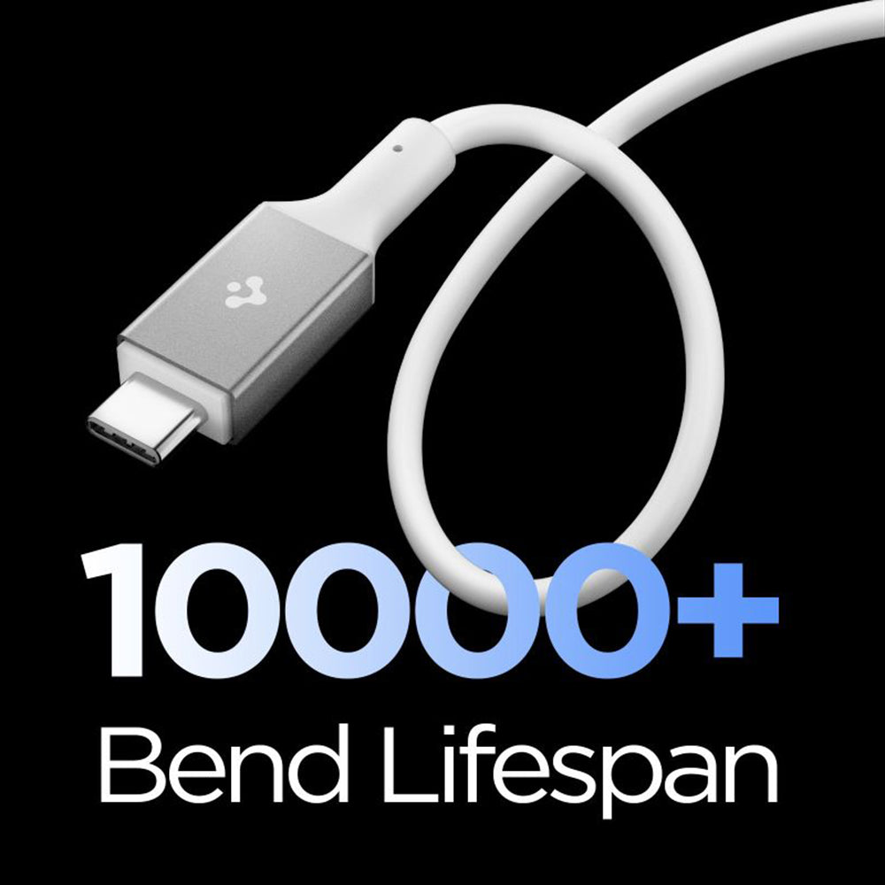 Spigen - Data Cable Essential EB24012CC (ACA08776) - Fast Charging, Type-C, 240W, 40Gbps, E-Marker Chip, 8K, 1.2m - Whit