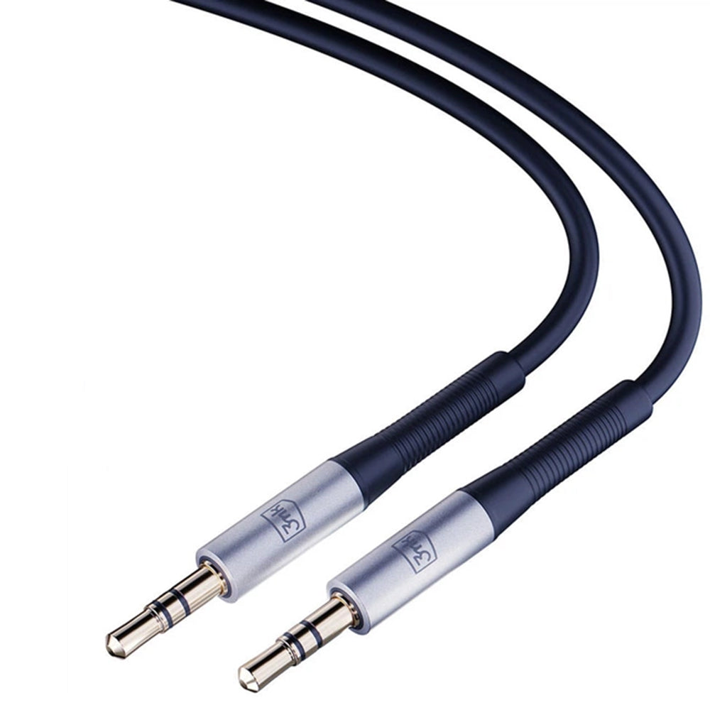 3mk - Audio Cable - 2x mini Jack 3.5mm, Aluminum + Silicone, 1m - Black