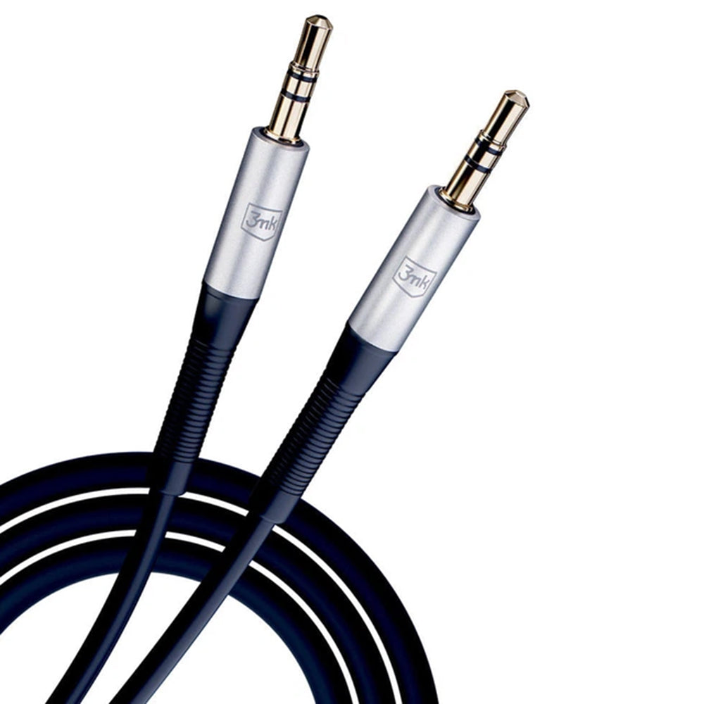 3mk - Audio Cable - 2x mini Jack 3.5mm, Aluminum + Silicone, 1m - Black
