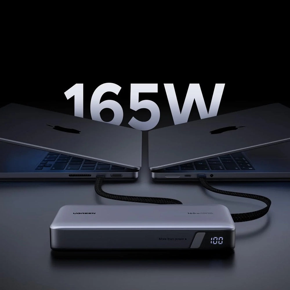Ugreen - Power Bank PB552 (55995B) - Fast Charge, Digital Display, USB, USB-C, Built-In 2x USB-C Cable, 165W, 25000mAh -