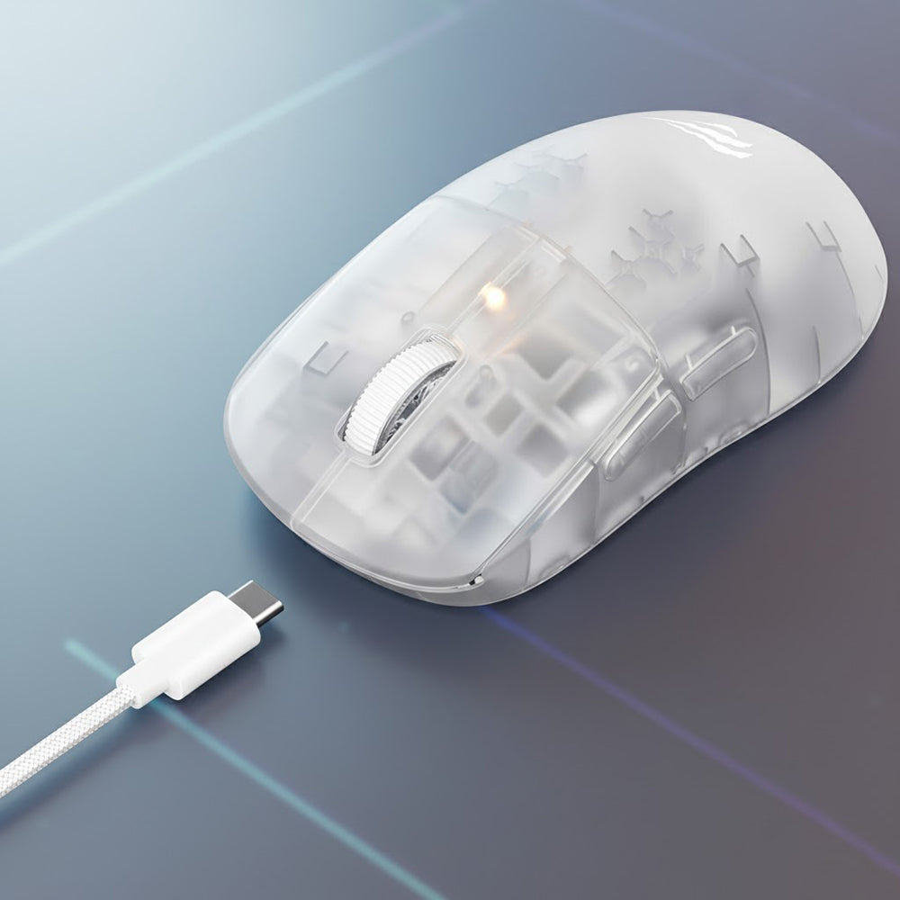 Havit - Wireless Gaming Mouse (MS970WB Pro) - 2.4GHz, 800/1600/2400/3200/6400/12000 DPI, 300mAh - Transparent White