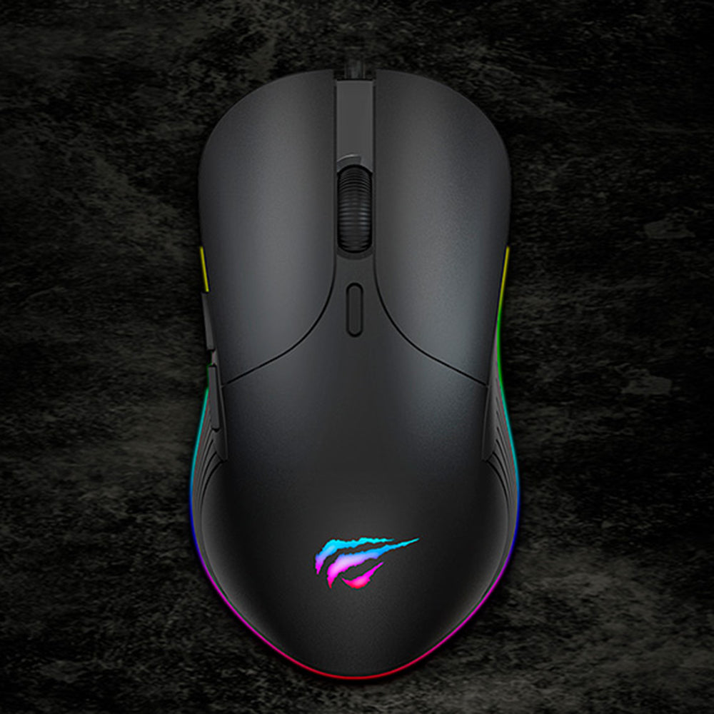 Havit - Wired Gaming Mouse (MS1020WB) - with RGB Lights, 4200DPI, Erginomic Design, USB 5V - Black