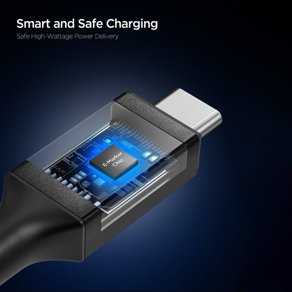 Spigen - Data Cable Essential EB24012CC (ACA09461) - Fast Charging, Type-C, 240W, 40Gbps, E-Marker Chip, 8K, 1.2m - Blac