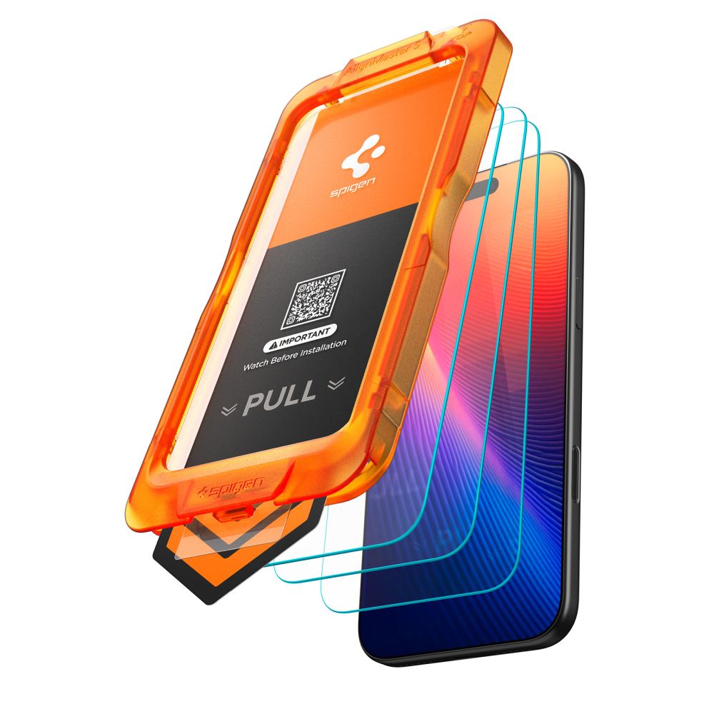 Spigen Folie de protectie Spigen (set de 3) Glas.tR Align Master Slim (AGL10103) compatibil cu iPhone 17 Pro, Transparen