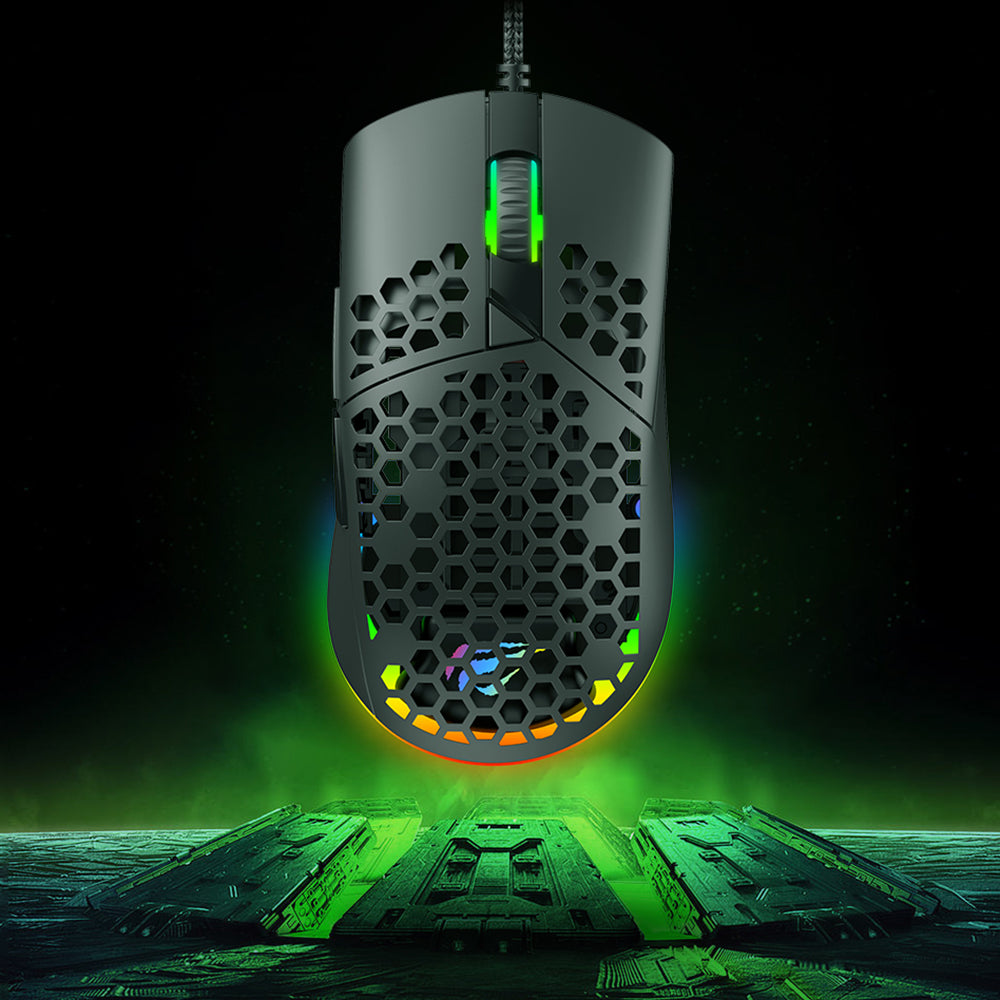 Havit - Wired Gaming Mouse (MS1036) - with RGB Lights, 1200/1600/2400/4800/6400/7200 DPI, 1.6m, 5V - Black