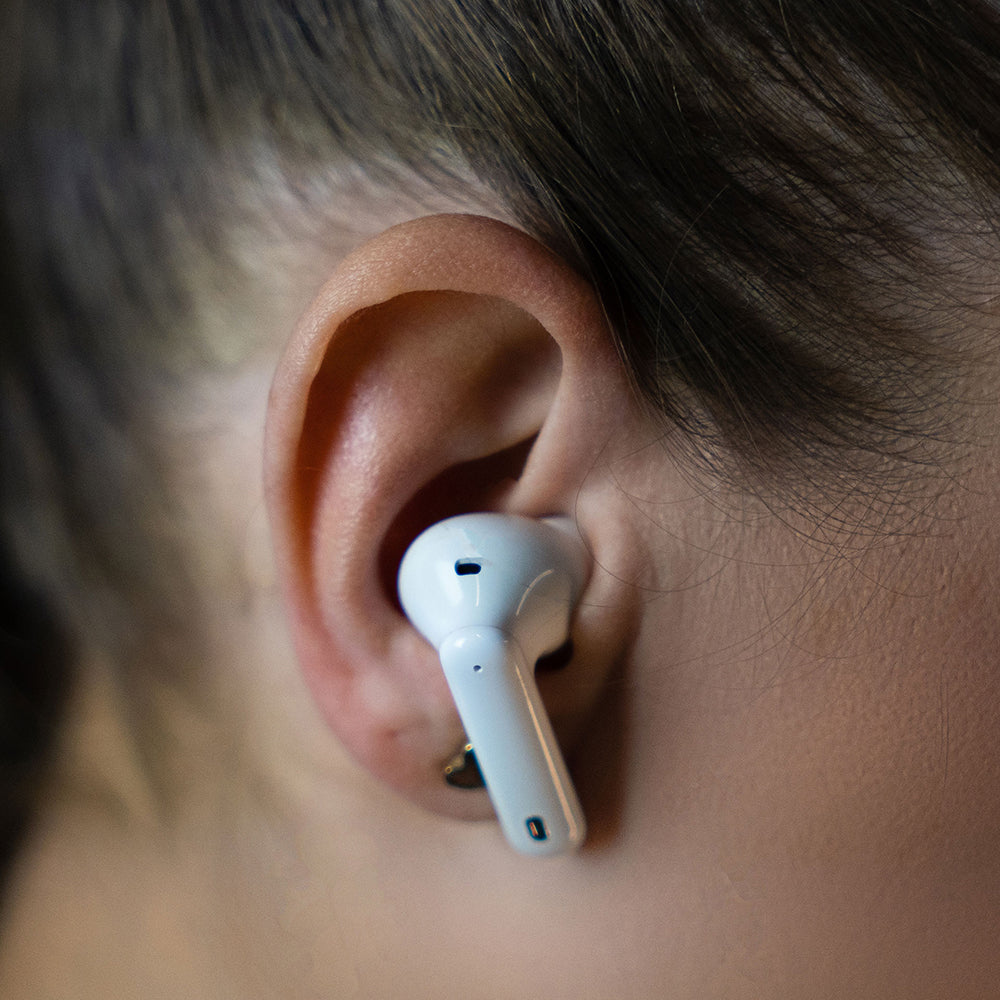 3mk - Wireless Earphone Headphones LifePods - Bluetooth V5.3, ANC Technology, Touch Control - White