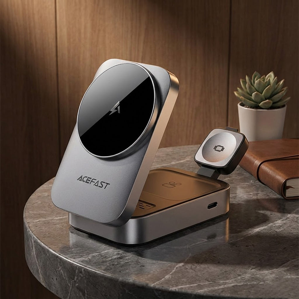 Acefast Incarcator Acefast Charging Station 3in1 (E22), for Phone, Earbuds, Apple Watch, 22.5W, 2.5A, Foldable, Metal Gr