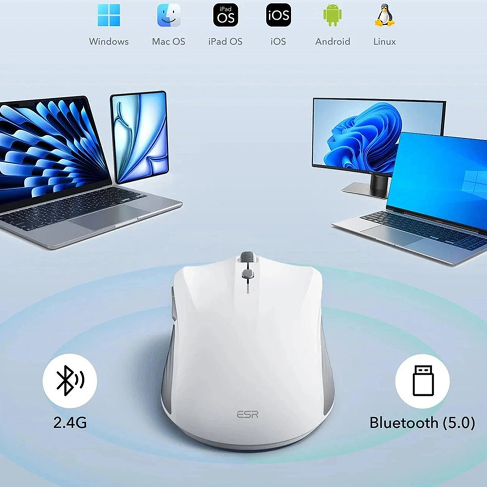 ESR - Wireless Mouse MagMouse (6H0020301) - Magnetic Grip, Built-in Type-C Cable, 800-4800DPI - White