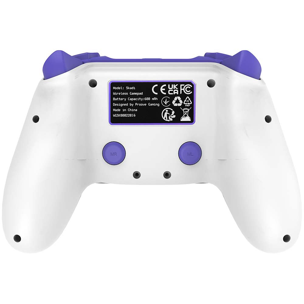 Proove - Wireless Controller Skadi (WGSK00022016) - Ergonomic, USB-C, AUX, Touch-pad, PS4, PC, Android, 600mAh - White/P