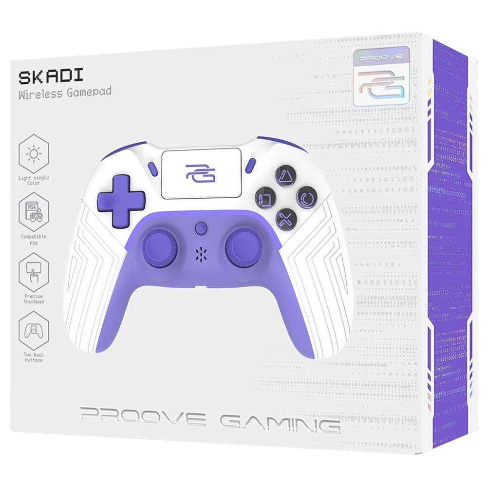 Proove - Wireless Controller Skadi (WGSK00022016) - Ergonomic, USB-C, AUX, Touch-pad, PS4, PC, Android, 600mAh - White/P