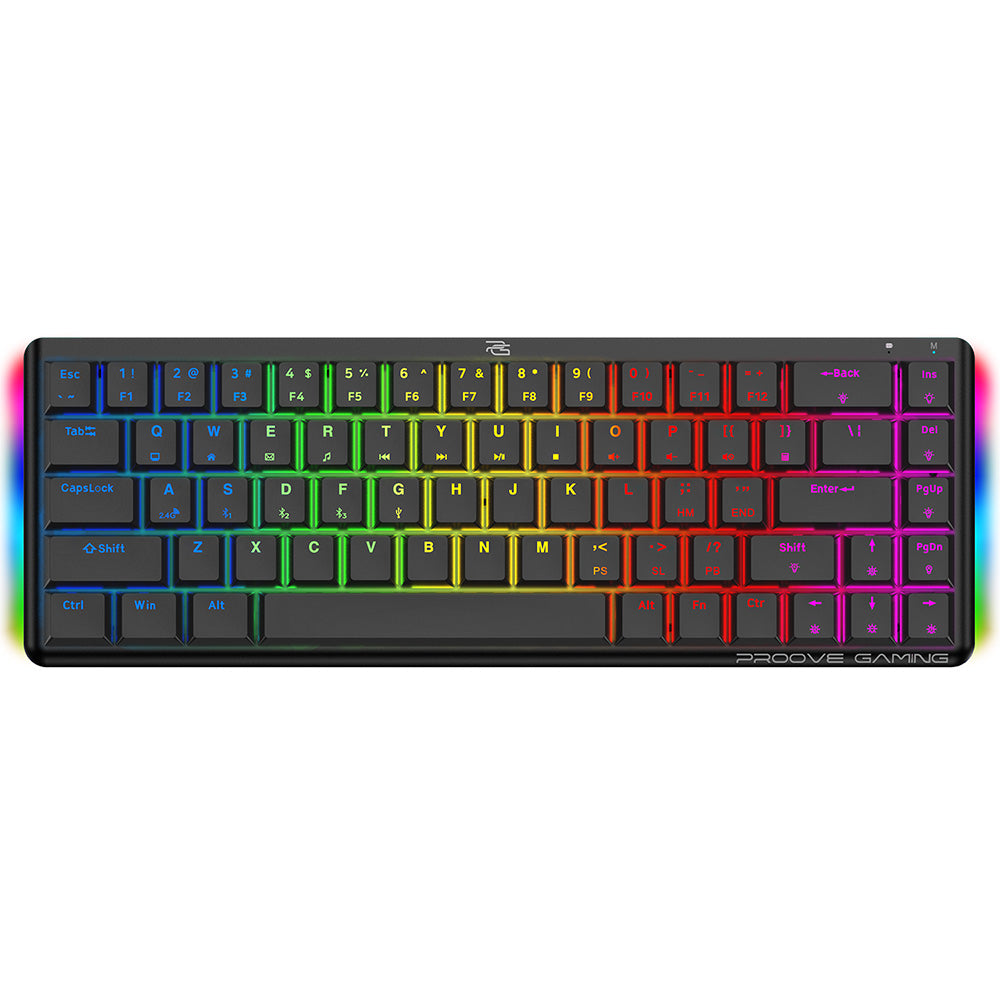Proove - Wireless Gaming Keyboard AFK (WKAFKEN22001) - 2.4GHz, Bluetooth, RGB Backlighting, 68 Keys, 1500mAh, 1.5m - Bla