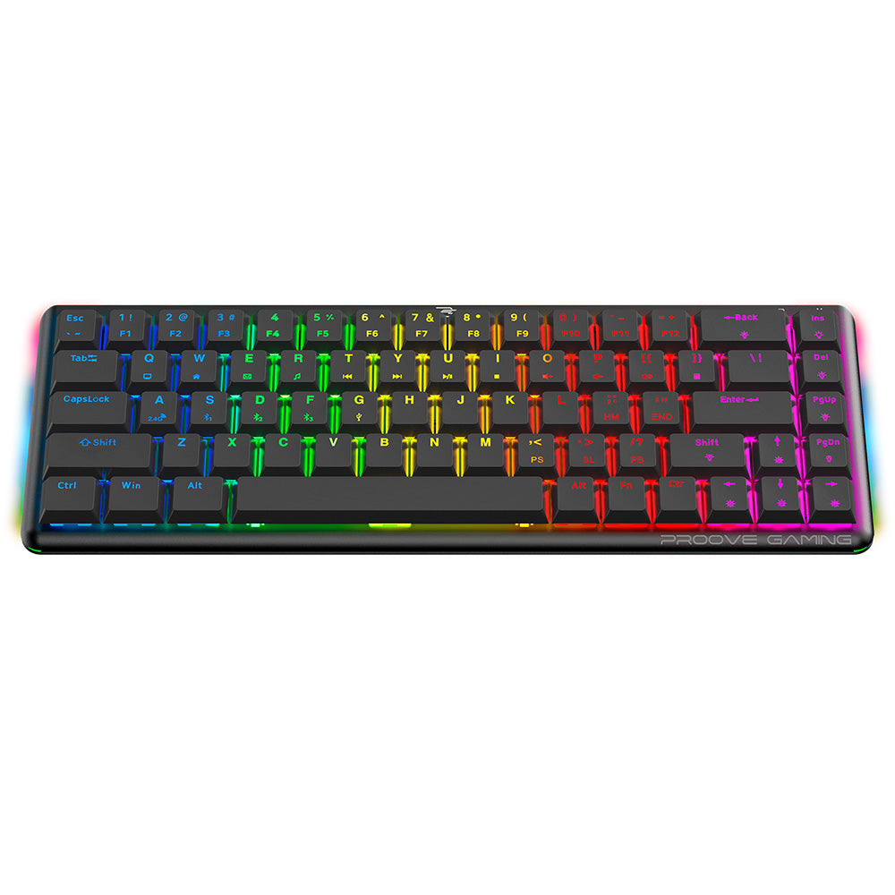 Proove - Wireless Gaming Keyboard AFK (WKAFKEN22001) - 2.4GHz, Bluetooth, RGB Backlighting, 68 Keys, 1500mAh, 1.5m - Bla
