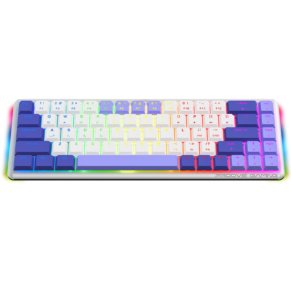 Proove - Wireless Gaming Keyboard AFK (WKAFKEN22002) - 2.4GHz, Bluetooth, RGB Backlighting, 68 Keys, 1500mAh, 1.5m - Whi