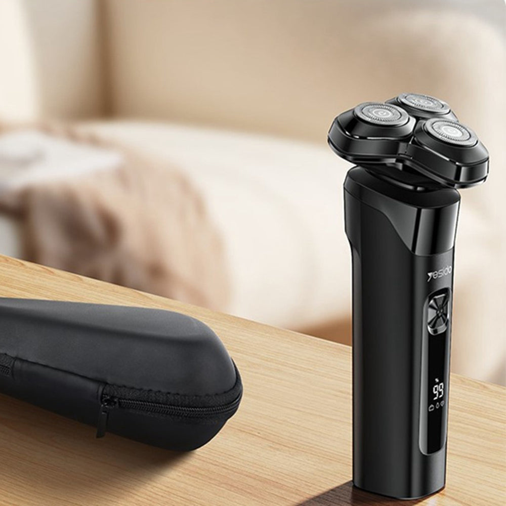 Yesido - Electric Shaver Razor (MG05) - with 3 Floating Cutter Heads, LED Power Display, USB, 9500RPM, 600mAh - Black