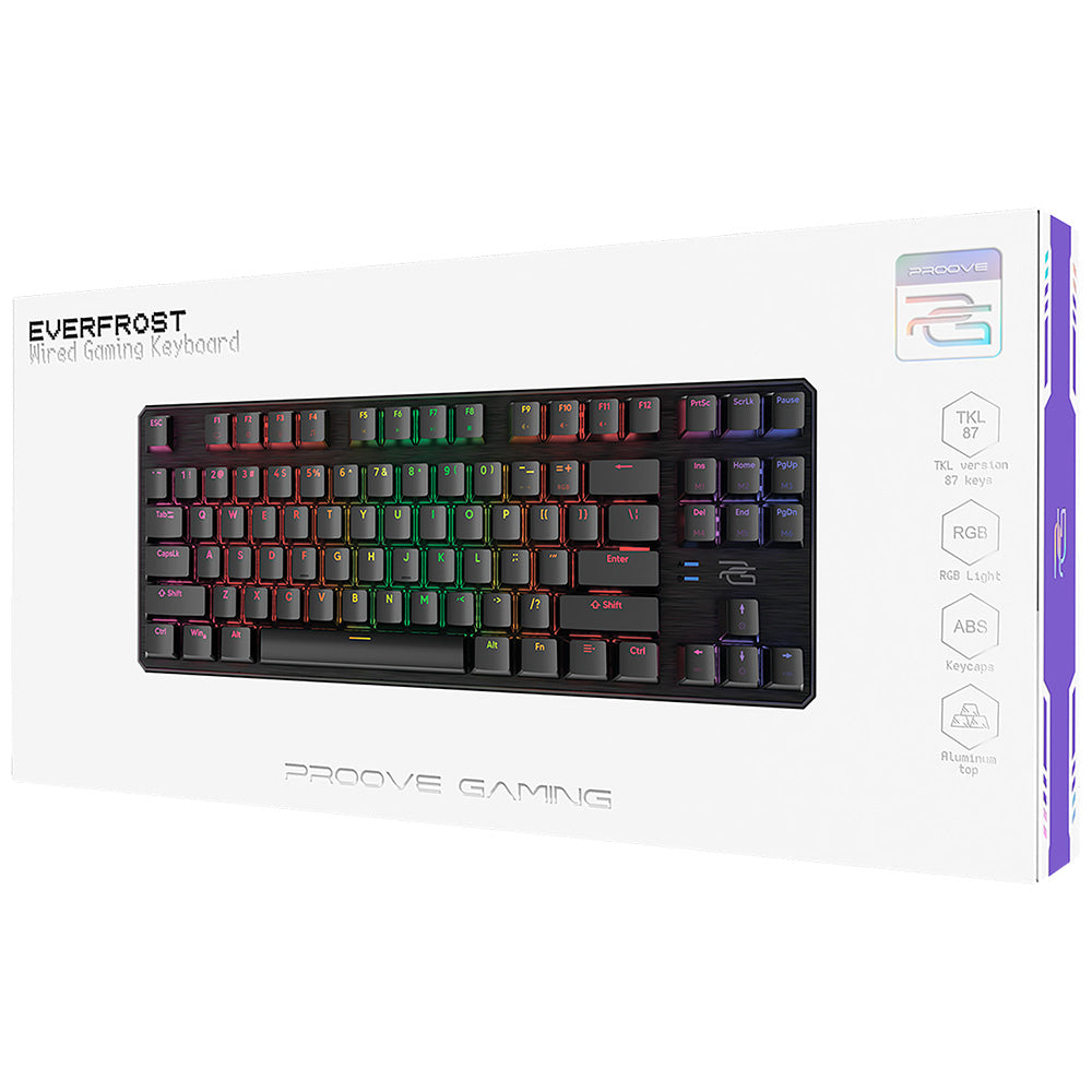 Proove - Wired Keyboard Everfrost (CKEVEN00000401) - Mechanical, RGB Backlighting, 87 Keys, Outemu Switches, 1.8m - Blac