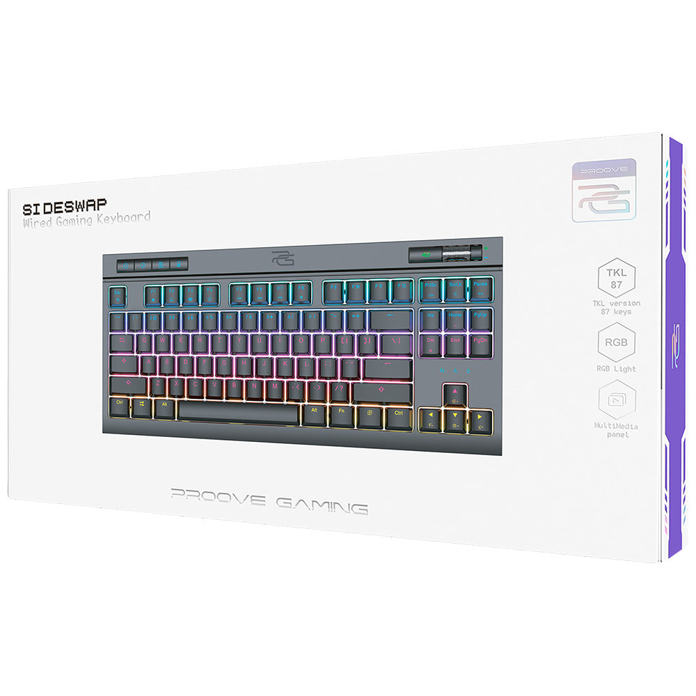 Proove - Wired Keyboard Sideswap (CKSIEN00022401) - Mechanical, RGB Backlighting, 87 Keys, Swappable Switches, 1.5m - Bl