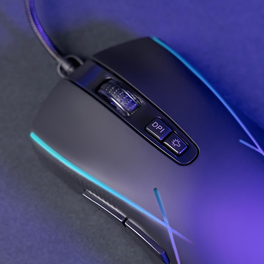 Proove - Wired Mouse Defiant (CMDE00000101) - for Gaming, USB, LED, 7 Buttons, 7200DPI, Windows, MacOS, Linux, 1.5m - Wh