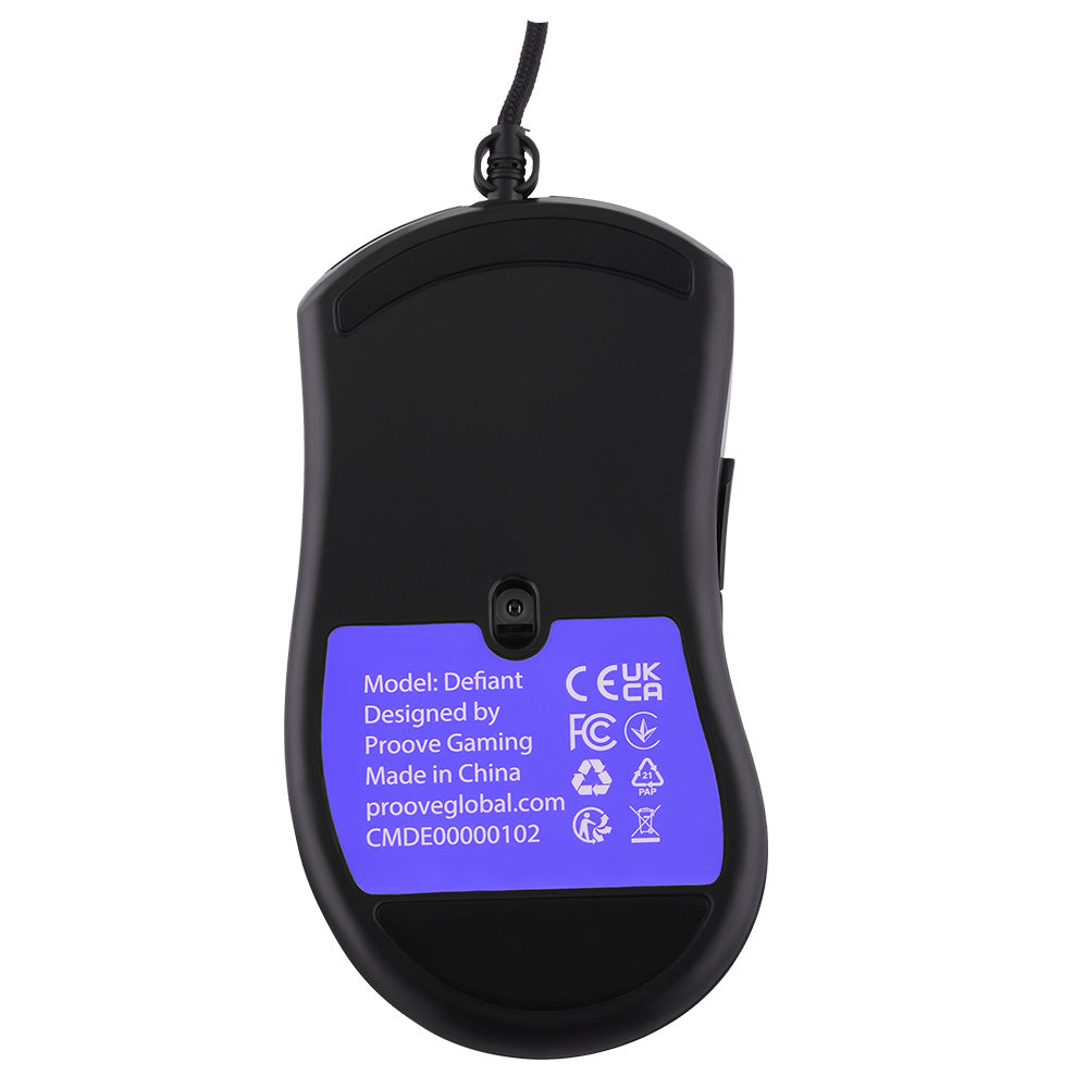 Proove - Wired Mouse Defiant (CMDE00000102) - for Gaming, USB, LED, 7 Buttons, 7200DPI, Windows, MacOS, Linux, 1.5m - Bl