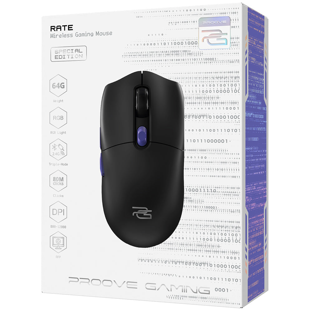 Proove - Wireless Mouse Rate Special Edition (CMRTWRS03001) - for Gaming, with 6 Buttons, 800-12000DPI, 650mAh, 1.5m - B