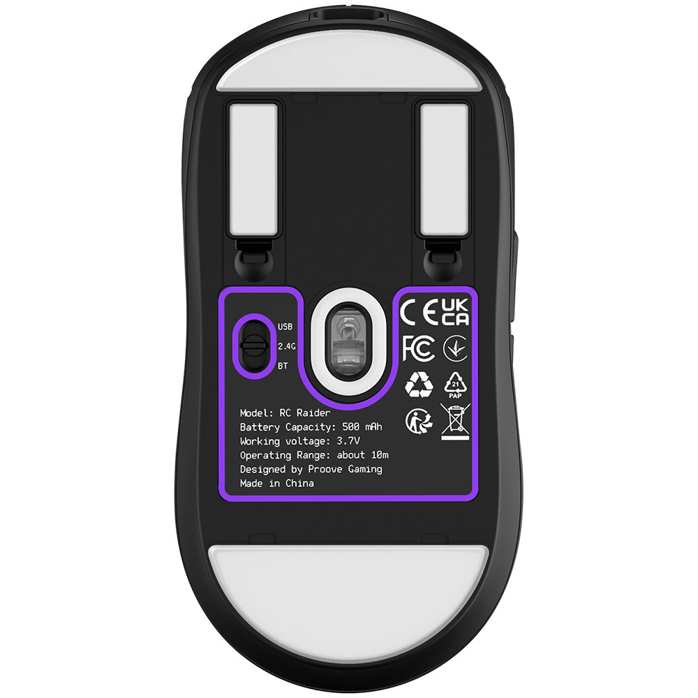 Proove - Wireless Mouse RC Raider 8K (WMRR00122001) - 2.4 GHz, Bluetooth, USB, 6 Buttons, 800-32000DPI, 500mAh, 1.5m - B