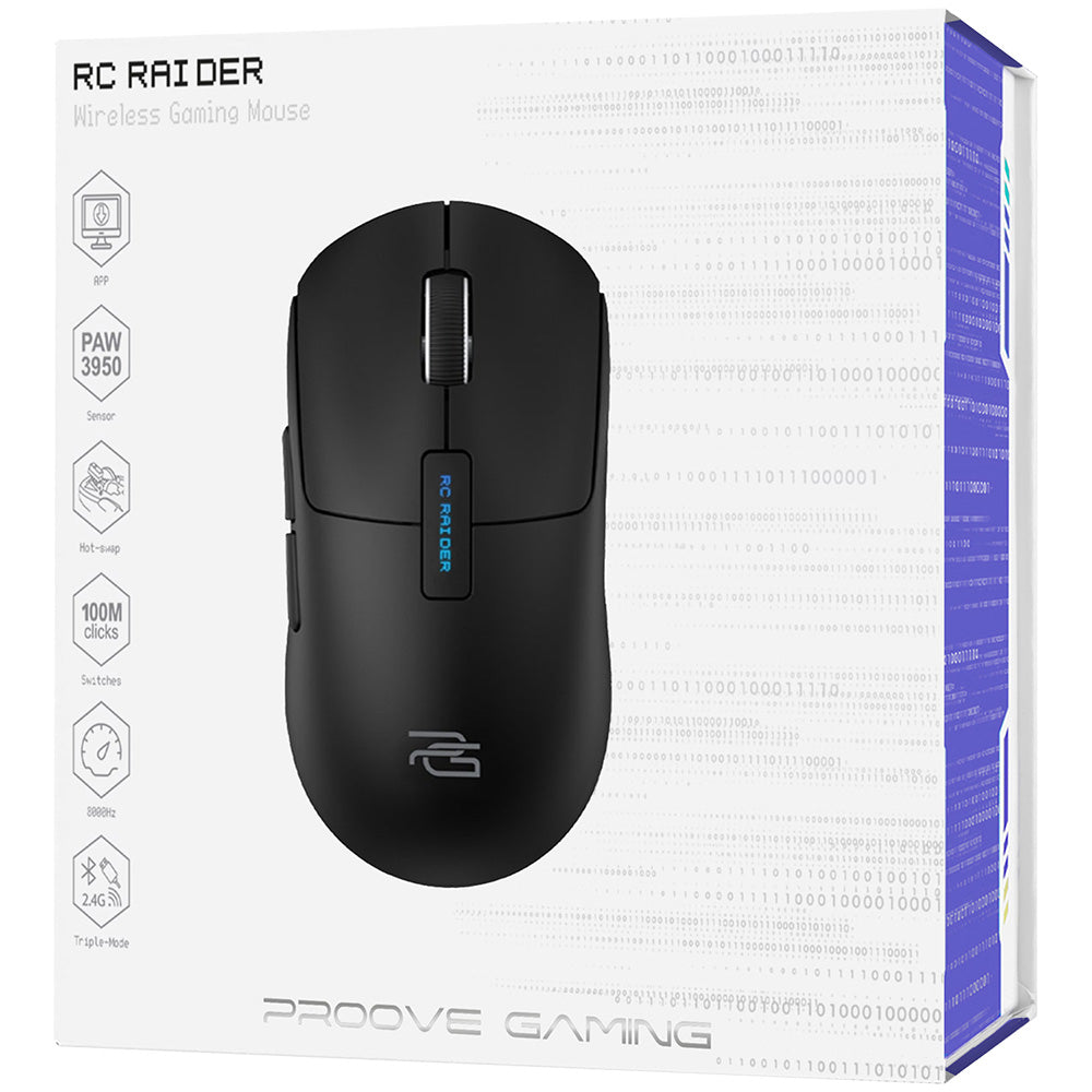 Proove - Wireless Mouse RC Raider 8K (WMRR00122001) - 2.4 GHz, Bluetooth, USB, 6 Buttons, 800-32000DPI, 500mAh, 1.5m - B