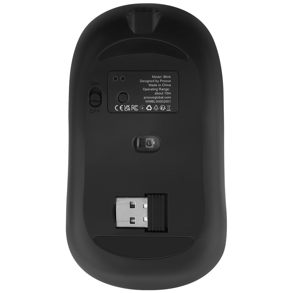 Proove - Wireless Mouse Blink (WMBL00002001) - for Office, Ergonomic, 2.4GHz, BT5.0, 4 Buttons, 800-1600DPI, 650mAh - Bl