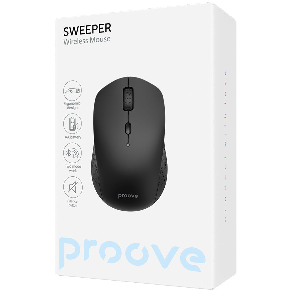 Proove - Wireless Mouse Sweeper (WMSW00011001) - Standard, 2.4GHz, Bluetooth, 6 Buttons, 800-1600DPI, 1x AA Battery - Bl