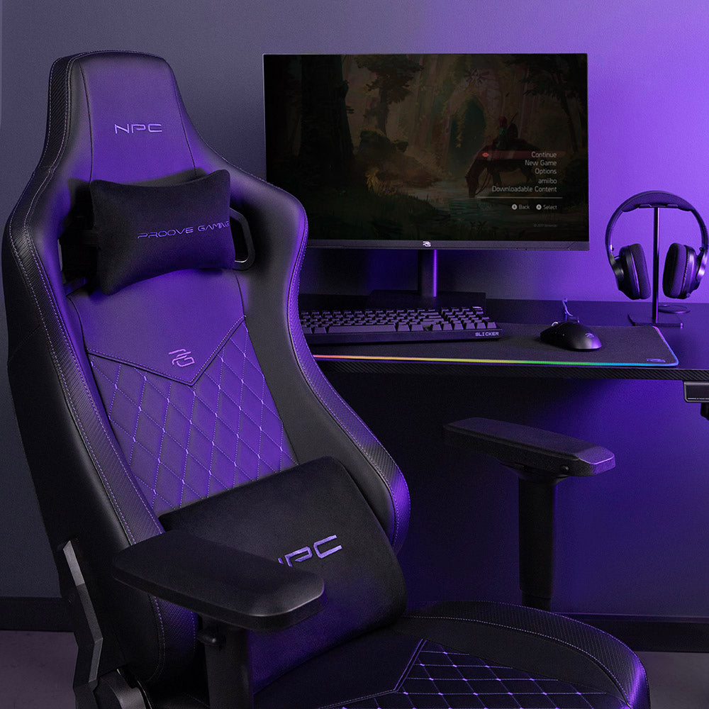 Proove - Gaming Chair NPC (GCNP0001017) - 4D Armrests, 135° Backrest, Frog Mechanism, Semi PU, Up to 136kg - Black/Purpl