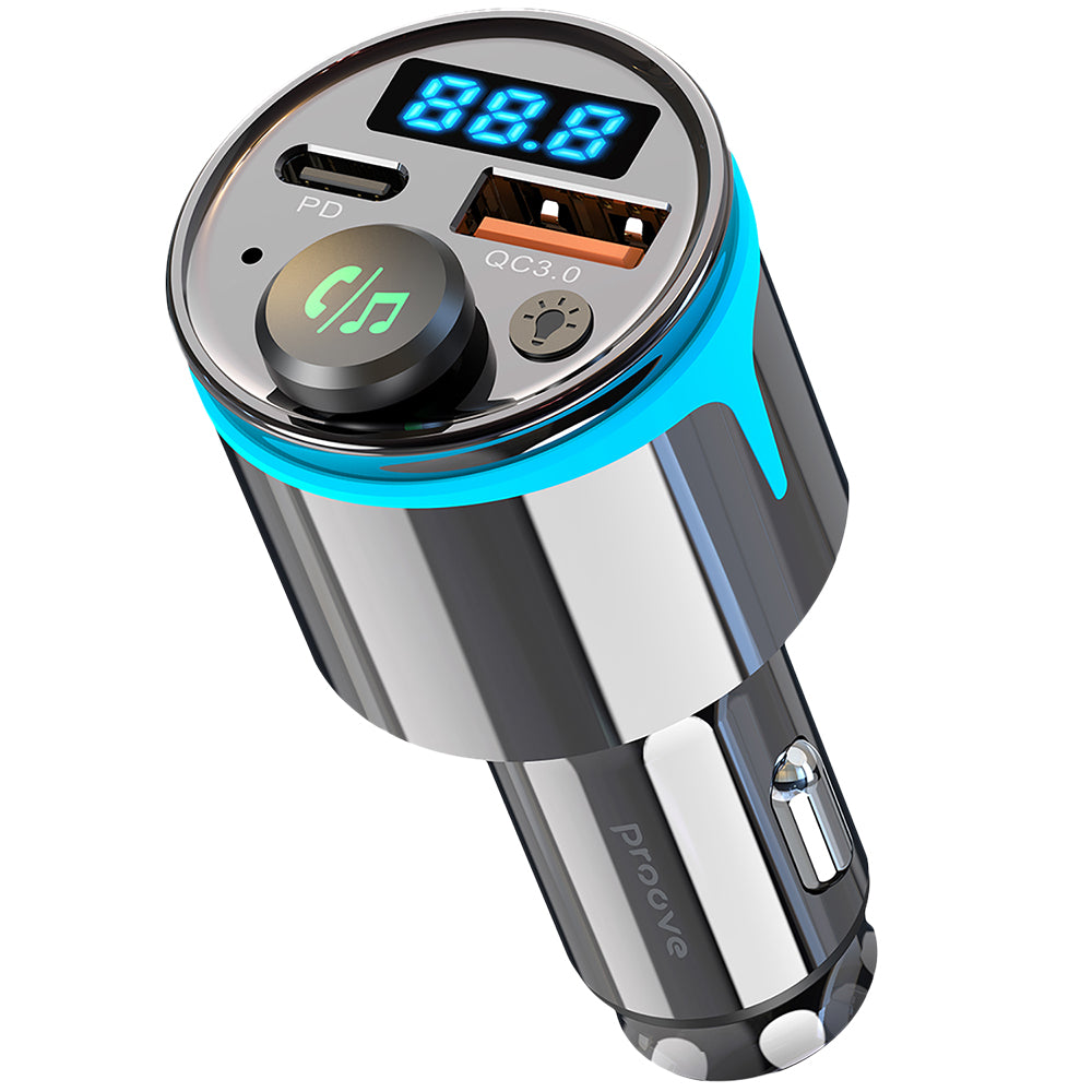 Proove - Car Charger with FM Modulator (FMNX30110001) - USB, Type-C, U-Disk, TF, Bluetooth 5.3, Fast Charge, 30W, LED - 