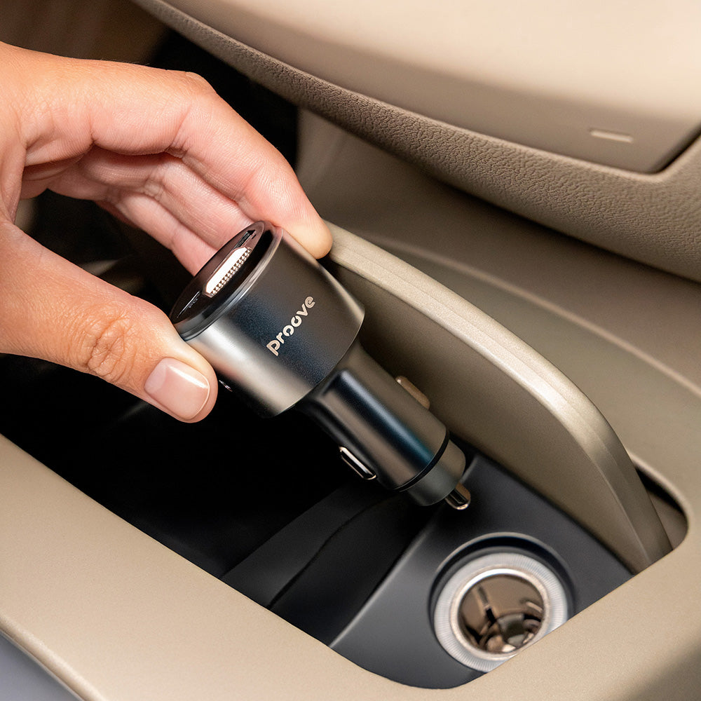 Proove - Car Charger with FM Modulator (FMPD30110006) - USB, Type-C, AUX, Bluetooth 5.3, Fast Charge, 30W, 12-24V - Silv