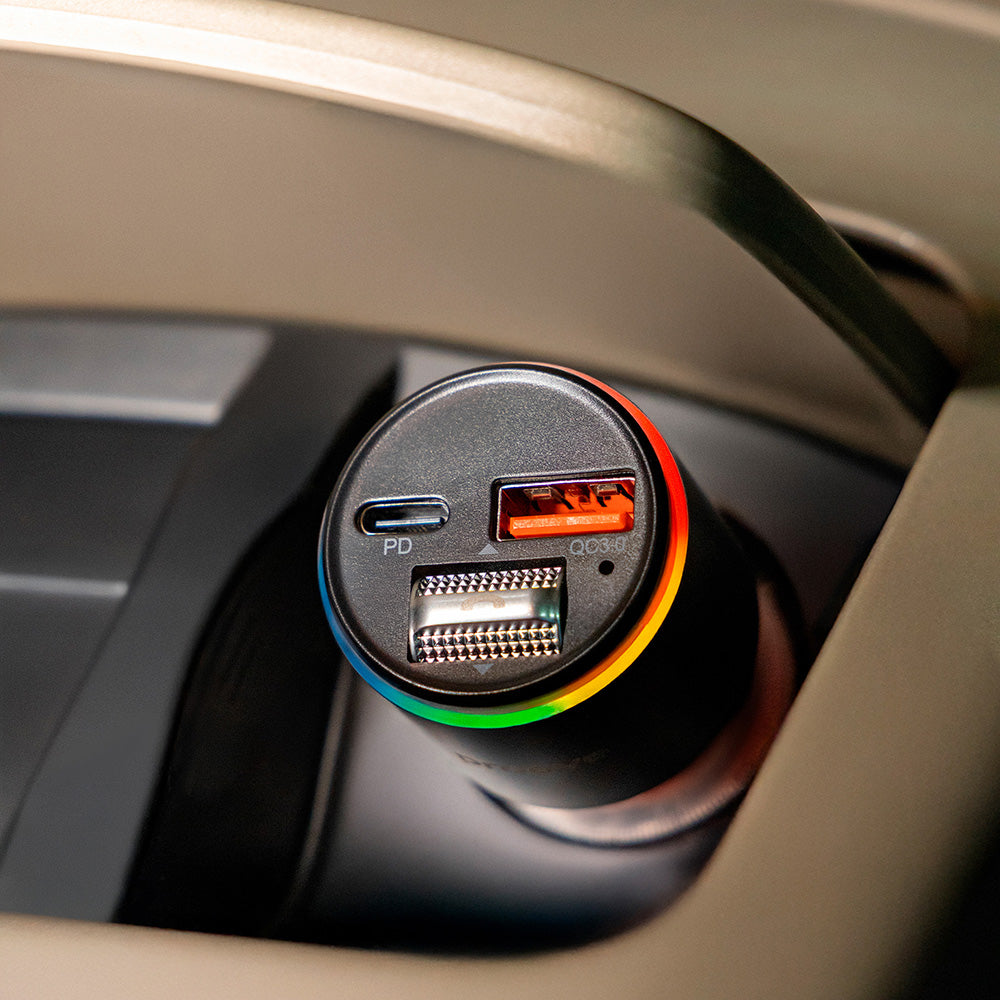 Proove - Car Charger with FM Modulator (FMPD30110006) - USB, Type-C, AUX, Bluetooth 5.3, Fast Charge, 30W, 12-24V - Silv