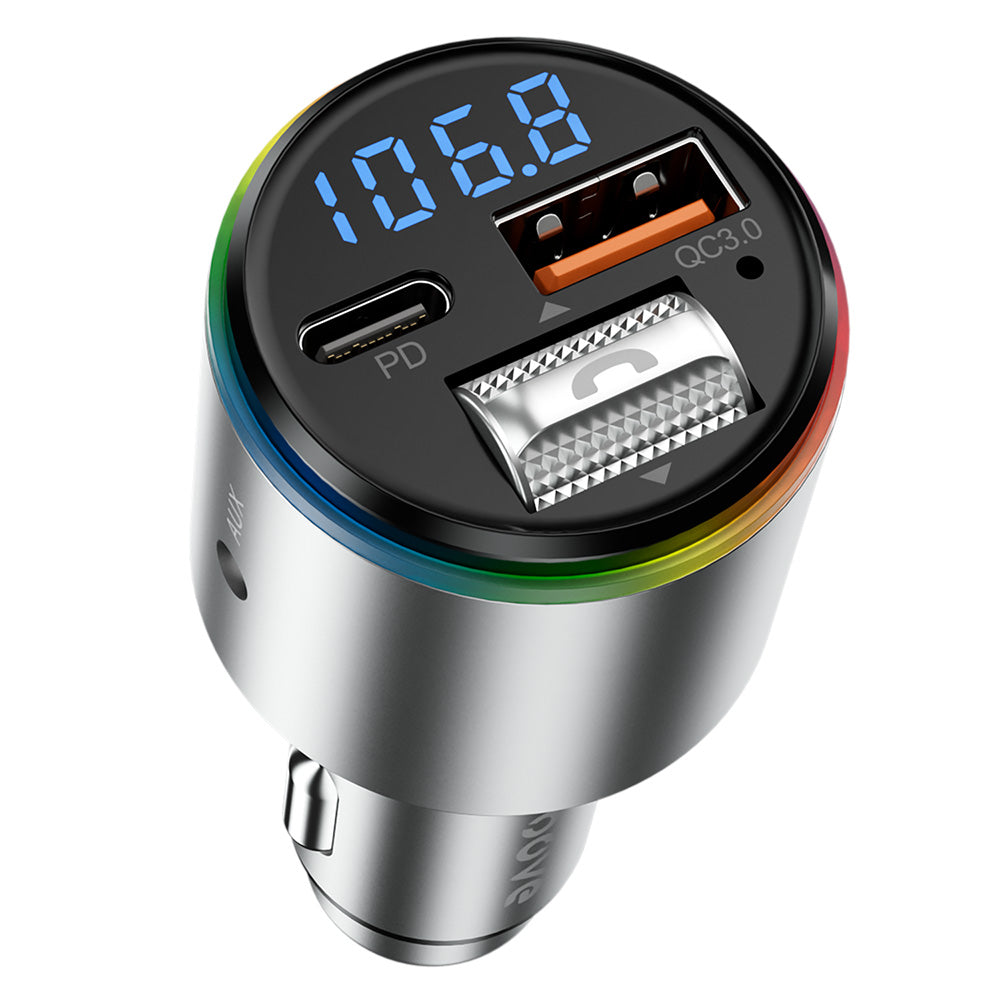 Proove - Car Charger with FM Modulator (FMPD30110006) - USB, Type-C, AUX, Bluetooth 5.3, Fast Charge, 30W, 12-24V - Silv
