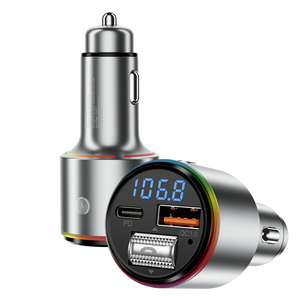 Proove - Car Charger with FM Modulator (FMPD30110006) - USB, Type-C, AUX, Bluetooth 5.3, Fast Charge, 30W, 12-24V - Silv