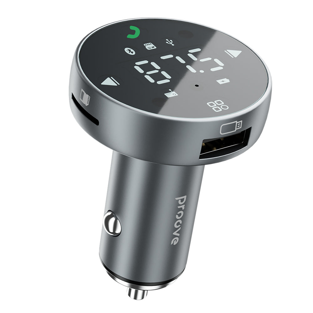 Proove - Car Charger with FM Modulator (FMSS30110003) - with Touch Screen, USB, Type-C, U-Disk, TF, Bluetooth 5.0, 30W -