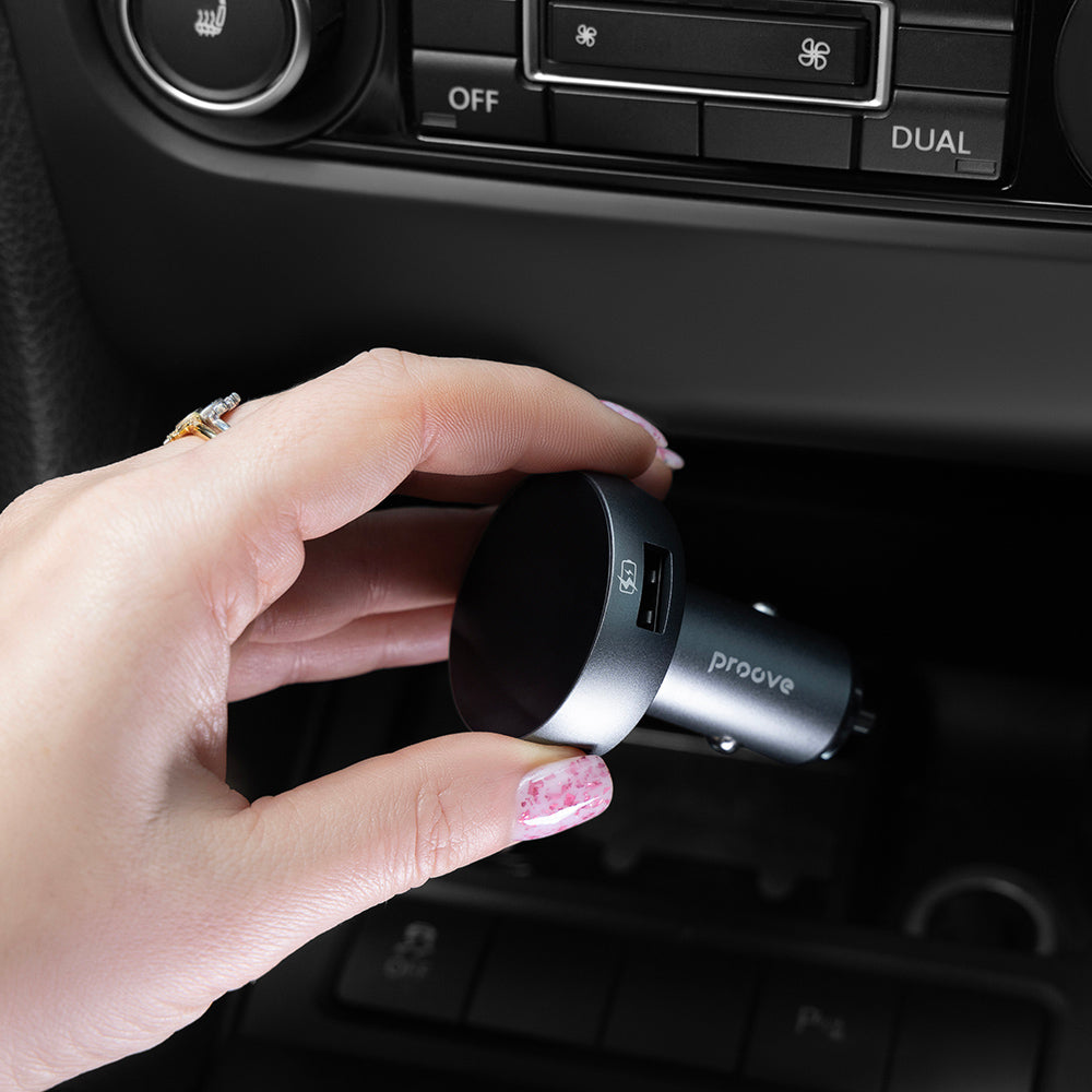 Proove - Car Charger with FM Modulator (FMSS30110003) - with Touch Screen, USB, Type-C, U-Disk, TF, Bluetooth 5.0, 30W -