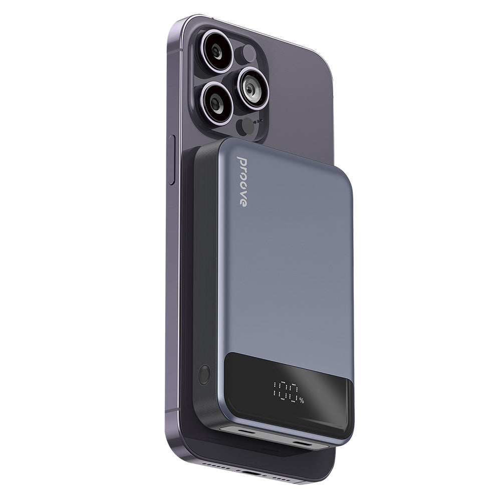 Proove - Power Bank Hoodman (PBH120010003) - Type-C, Lightning, Magnetic, with LED Display, Qi, 20W, 10000mAh - Grey