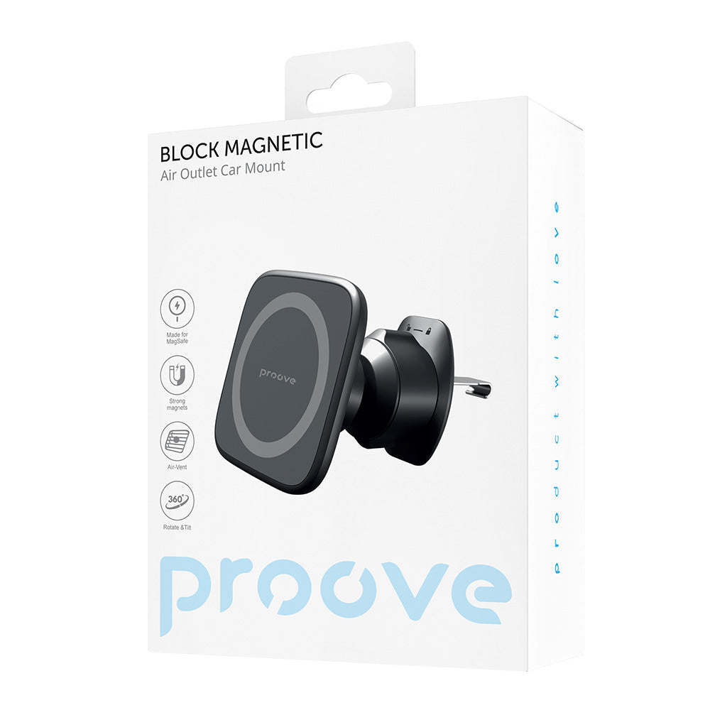 Proove - Car Holder Block (CHMA00000001) - Magnetic, for Air Vent, with Silicone Coating, Universal - Black
