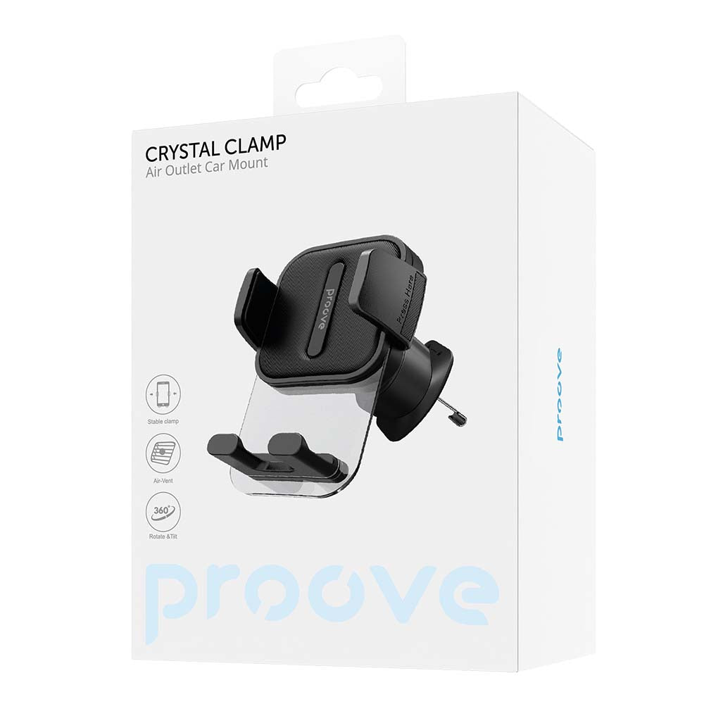 Proove - Car Holder Crystal Clamp (CHCC00000001) - Air Vent, Mechanical Clamp, Secure Fastening, for 4.7"-6.9" Phones - 