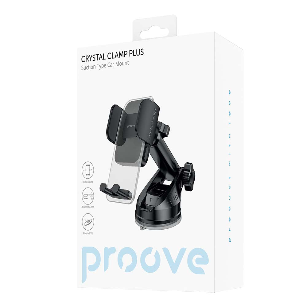 Proove - Car Holder Crystal Clamp Plus (CHCSP0000001) - Dashboard, Mechanical Clamp, Suction Cup, Stylish, Universal - B