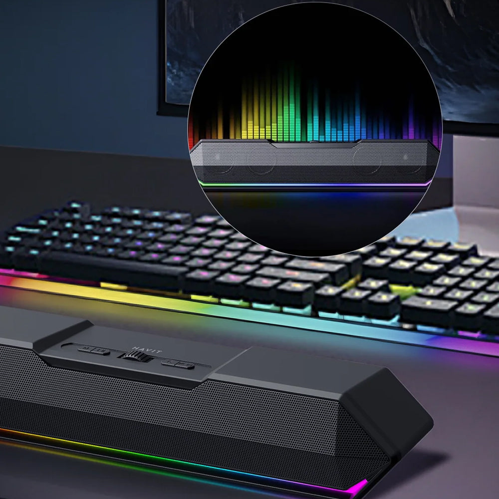 Havit - Wireless Speaker (SK772BT) - for Gaming, USB-C, Bluetooth 5.3, TWS, LED Lights, AUX, TF, USB, 10W, 1200mAh - Bla
