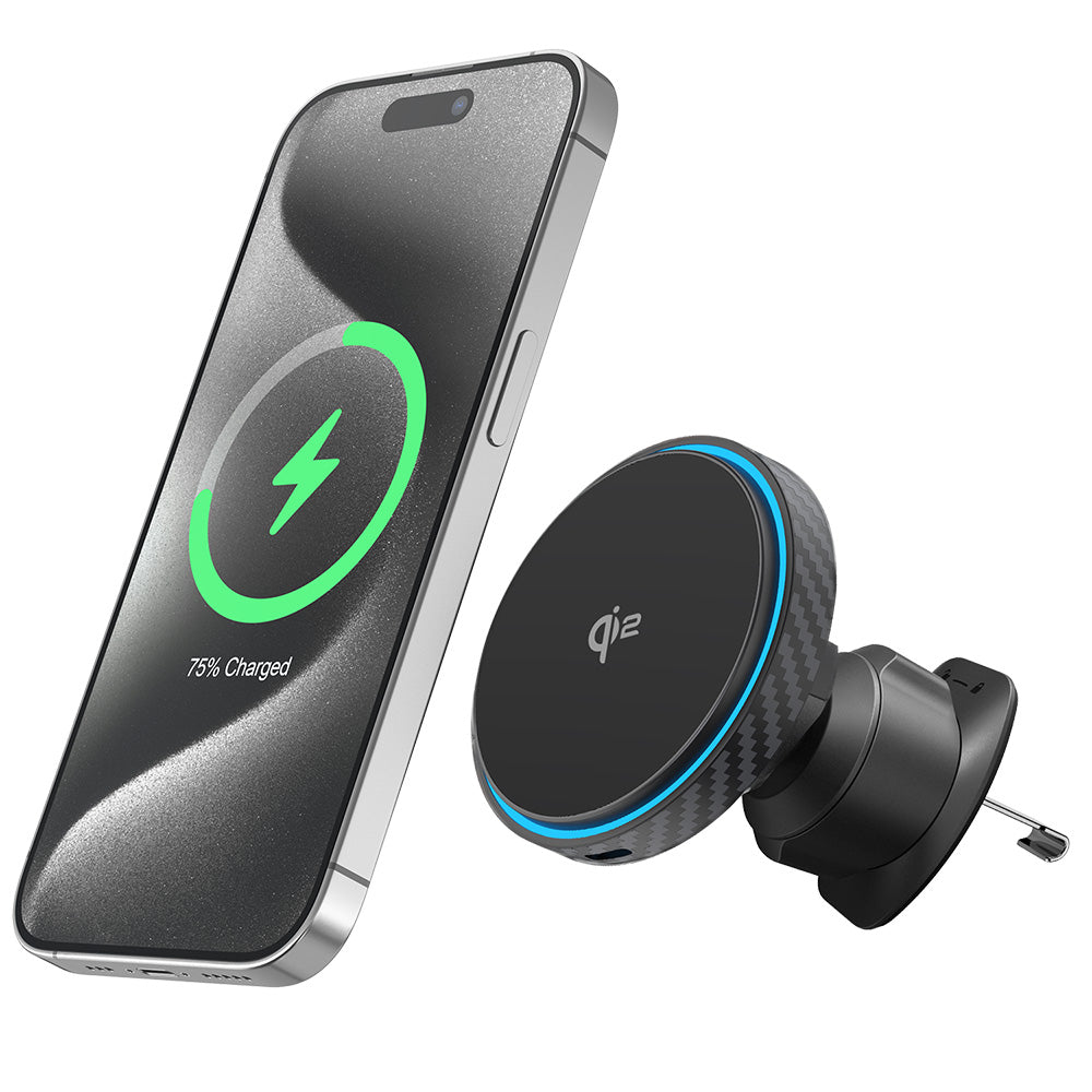 Proove - Car Holder with Wireless Charging Graphite Circle (WHGC15010001) - for Air Vent, Qi2, 15W, LED Indicator - Blac