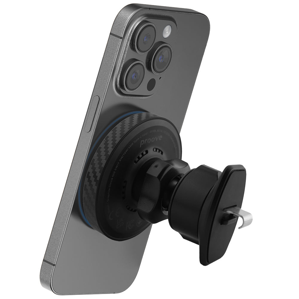 Proove - Car Holder with Wireless Charging Graphite Circle (WHGC15010001) - for Air Vent, Qi2, 15W, LED Indicator - Blac