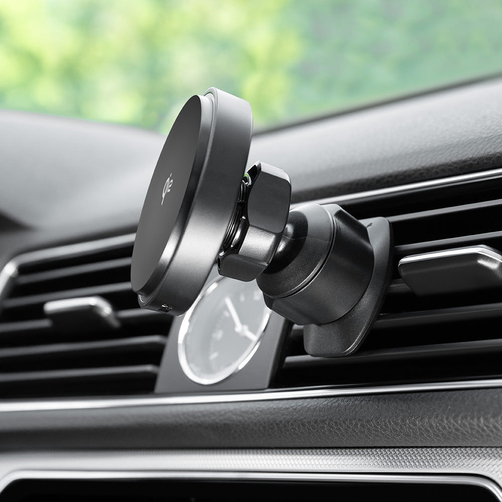 Proove - Car Holder with Wireless Charging Light Circle (WHLC15010002) - for Air Vent, Magnetic Grip, Qi2 15W - Metallic