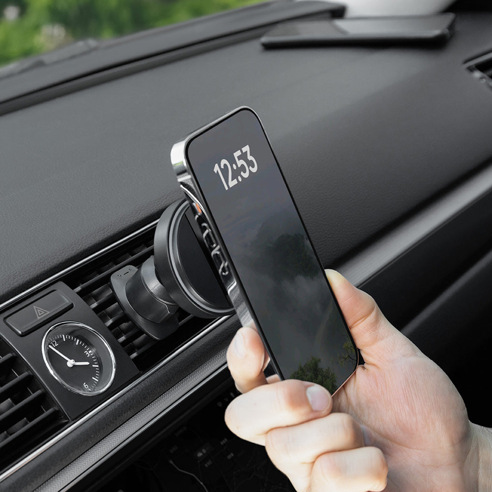 Proove - Car Holder with Wireless Charging Light Circle (WHLC15010002) - for Air Vent, Magnetic Grip, Qi2 15W - Metallic