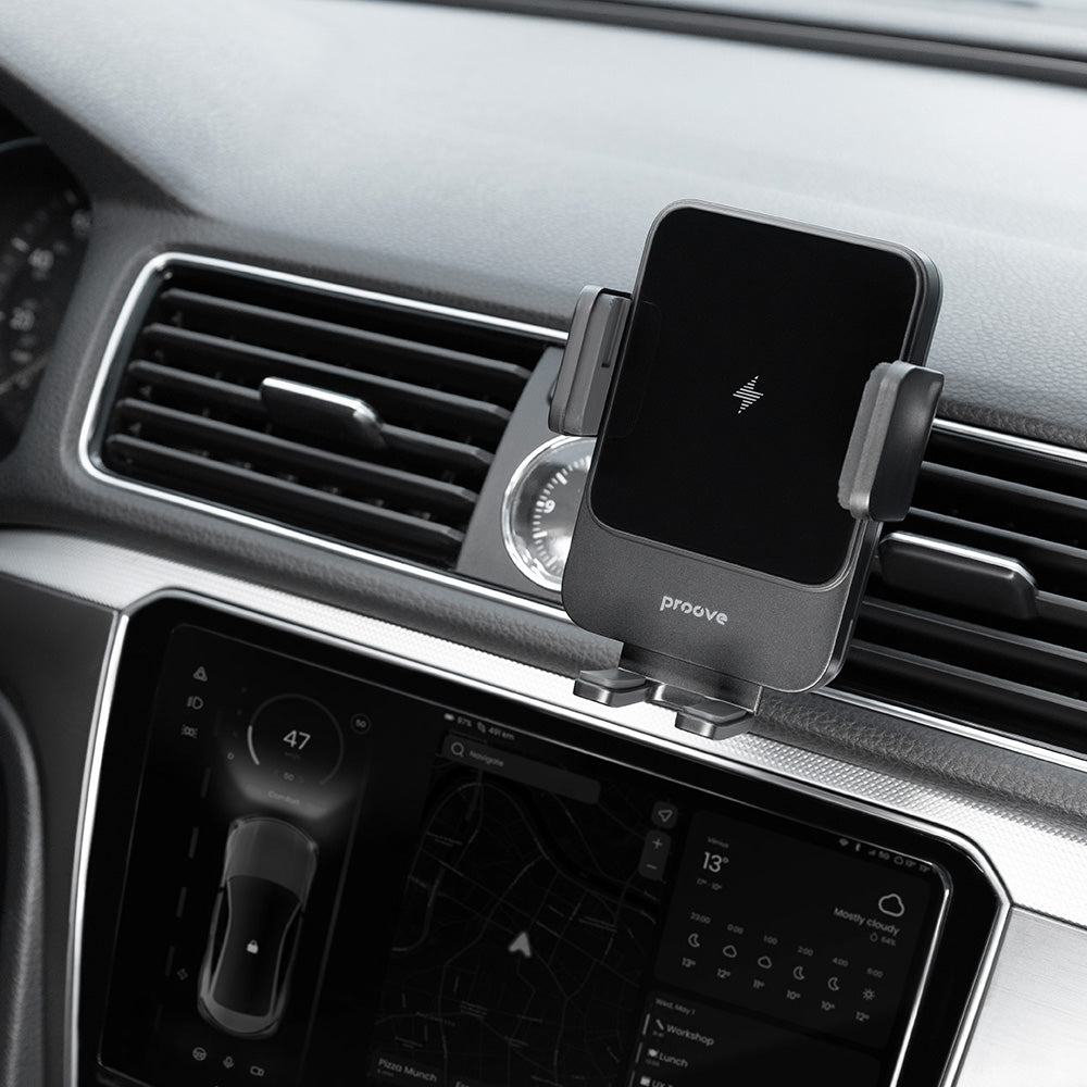 Proove - Car Holder with Wireless Charging Sonic (WHSN15002001) - for Air Vent, Secure Attachment, 15W, LED, Universal -