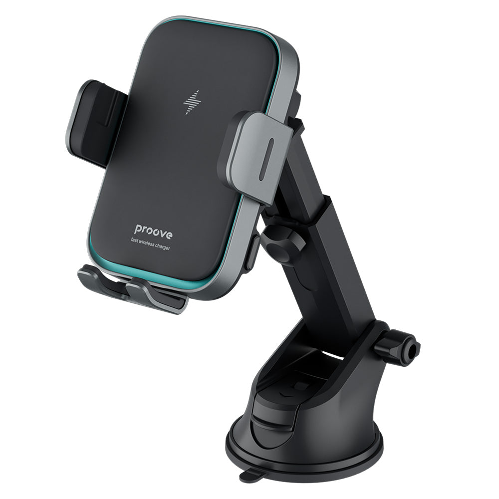 Proove - Car Holder with Wireless Charging Triple Clamp Pro (WHTP15010004) - 2in1 Mount, Automatic, LED, Qi2 15W - Metal