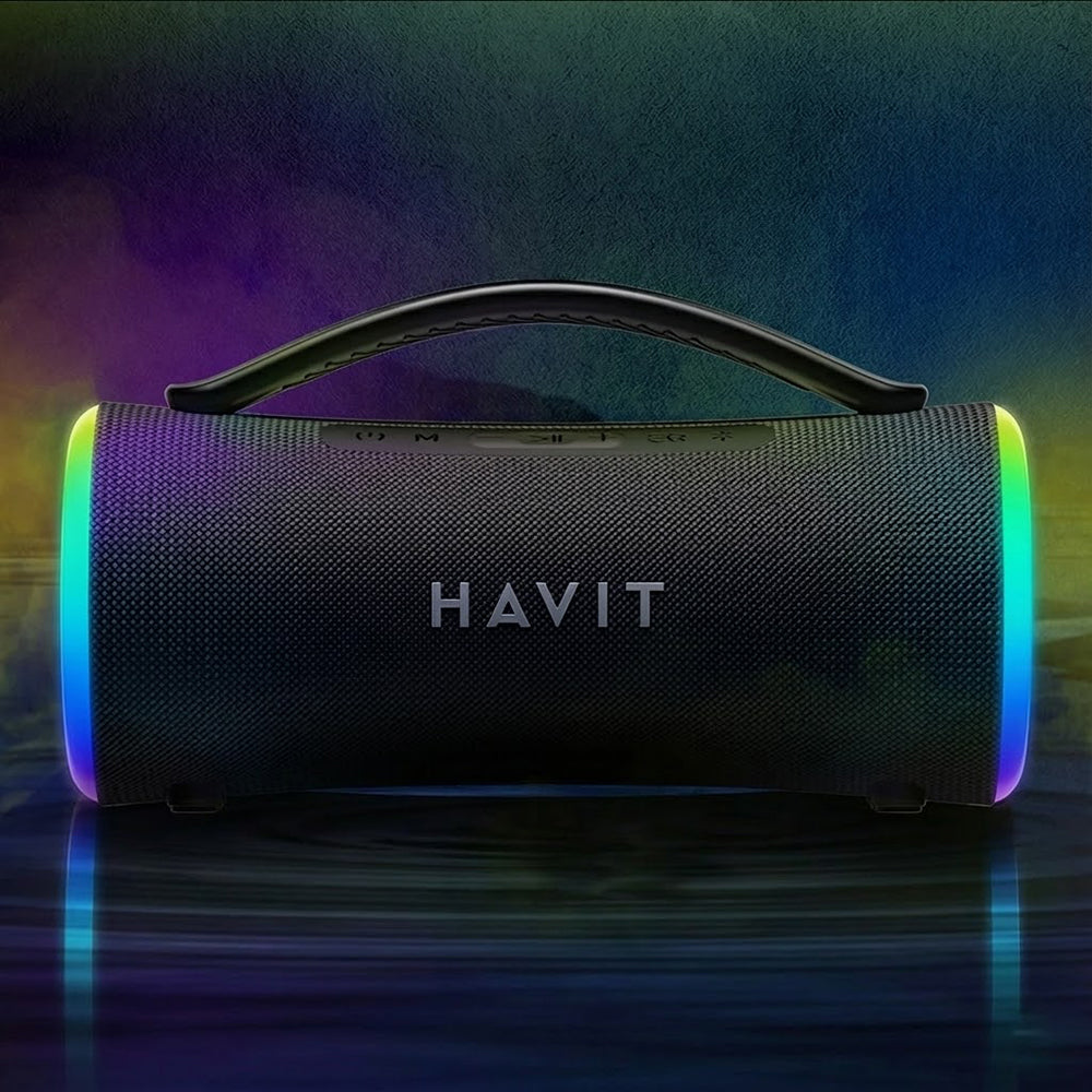Havit - Wireless Speaker (SK834BT) - Type-C, Bluetooth 5.3, TWS, TF, FM, USB, RGB Lights, IPX6, 4000mAh - Black