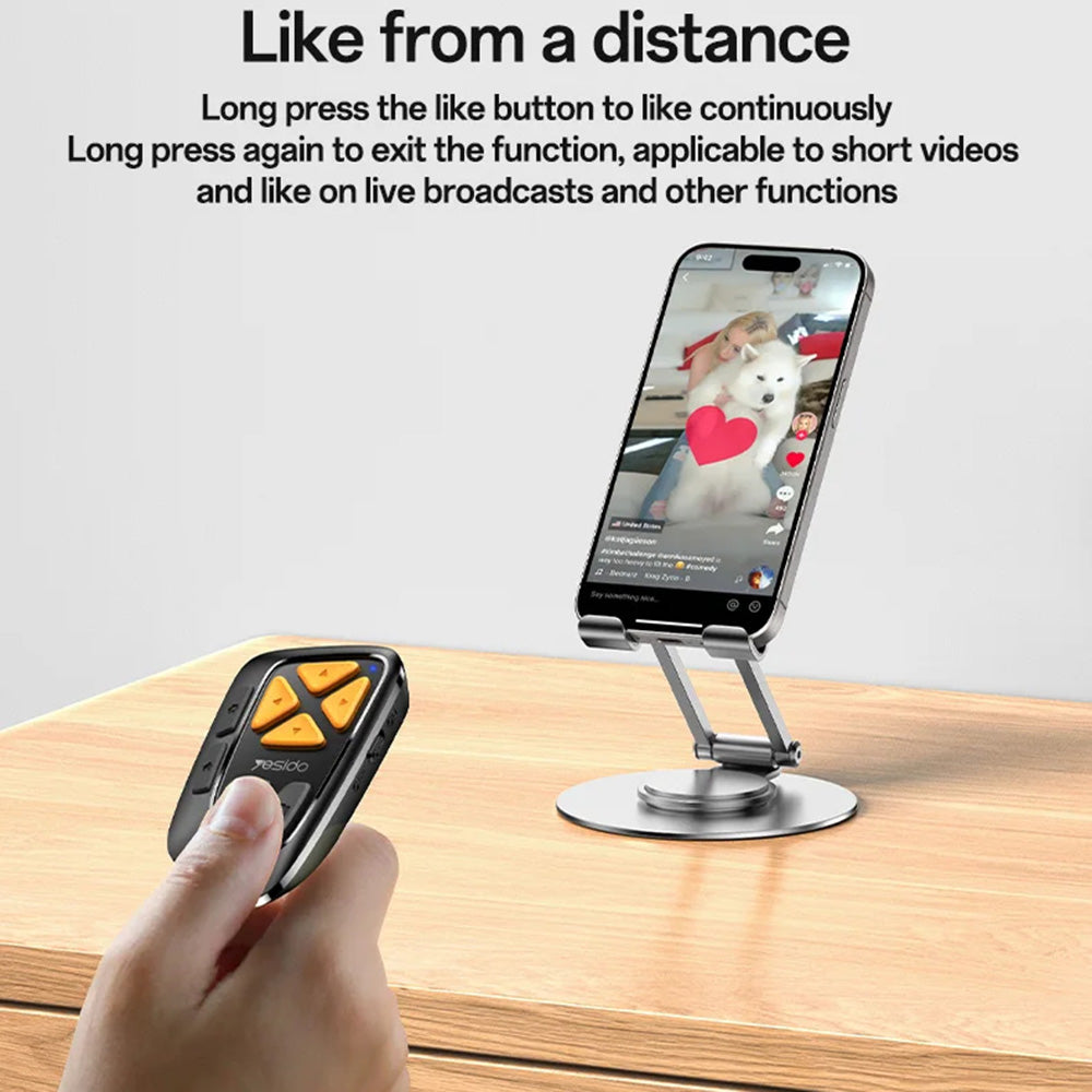 Yesido - Bluetooth Remote Control (SF25) - Swipe videos/Read Novels/Take Photos Remotely, 200mAh - Black